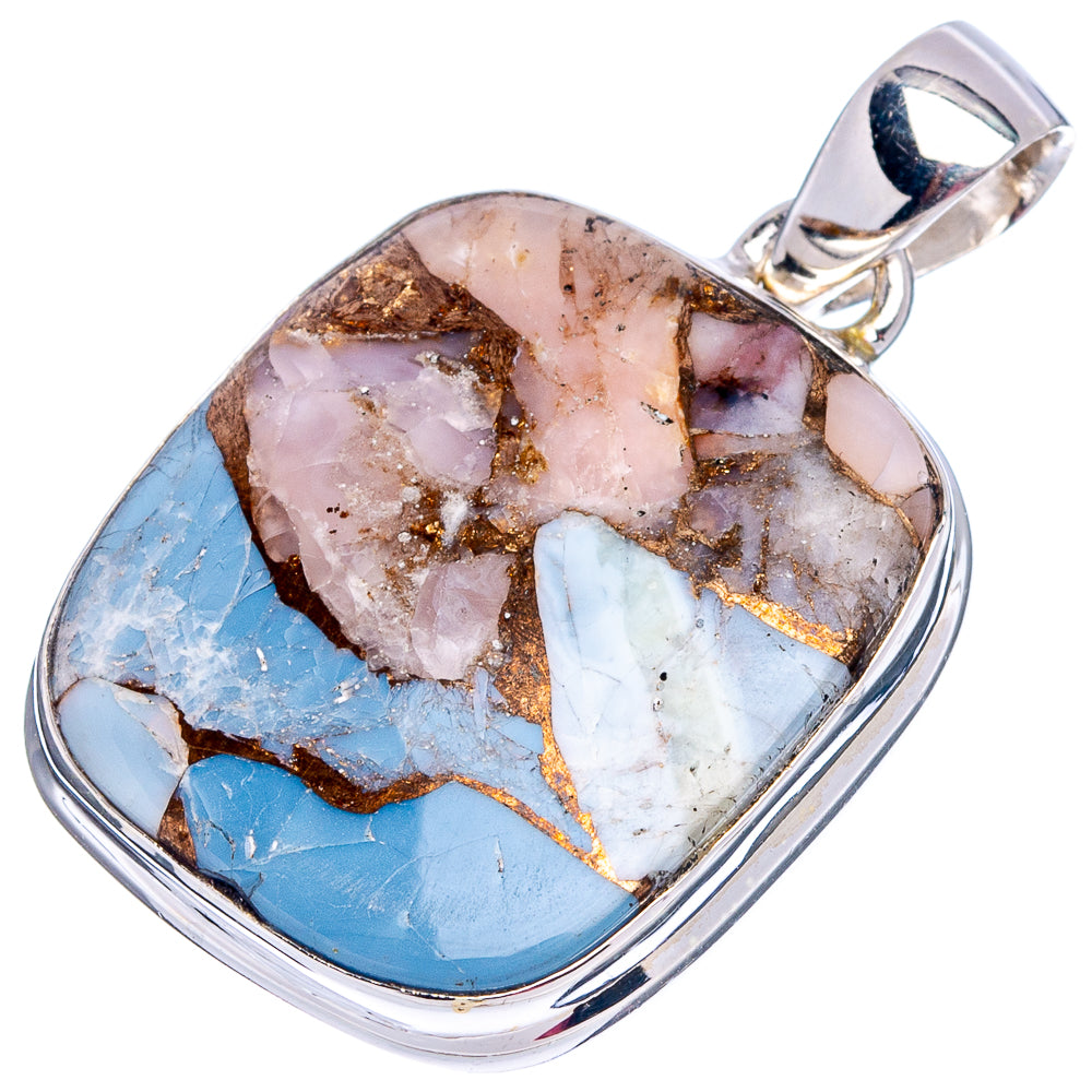 Pink Spiny Oyster Turquoise Pendant 1 3/8" (.925 Sterling Silver)