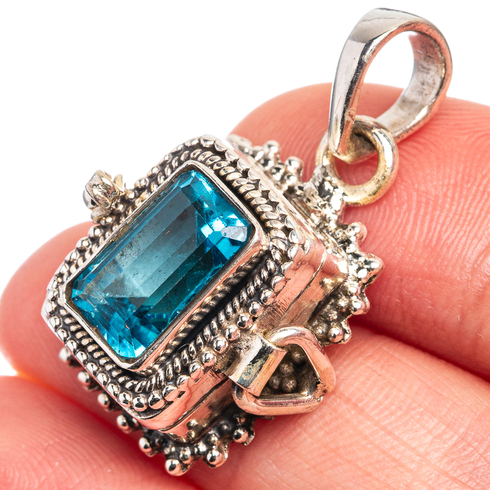 Poison Blue Topaz Pendant 1 1/4" (925 Sterling Silver) P39235