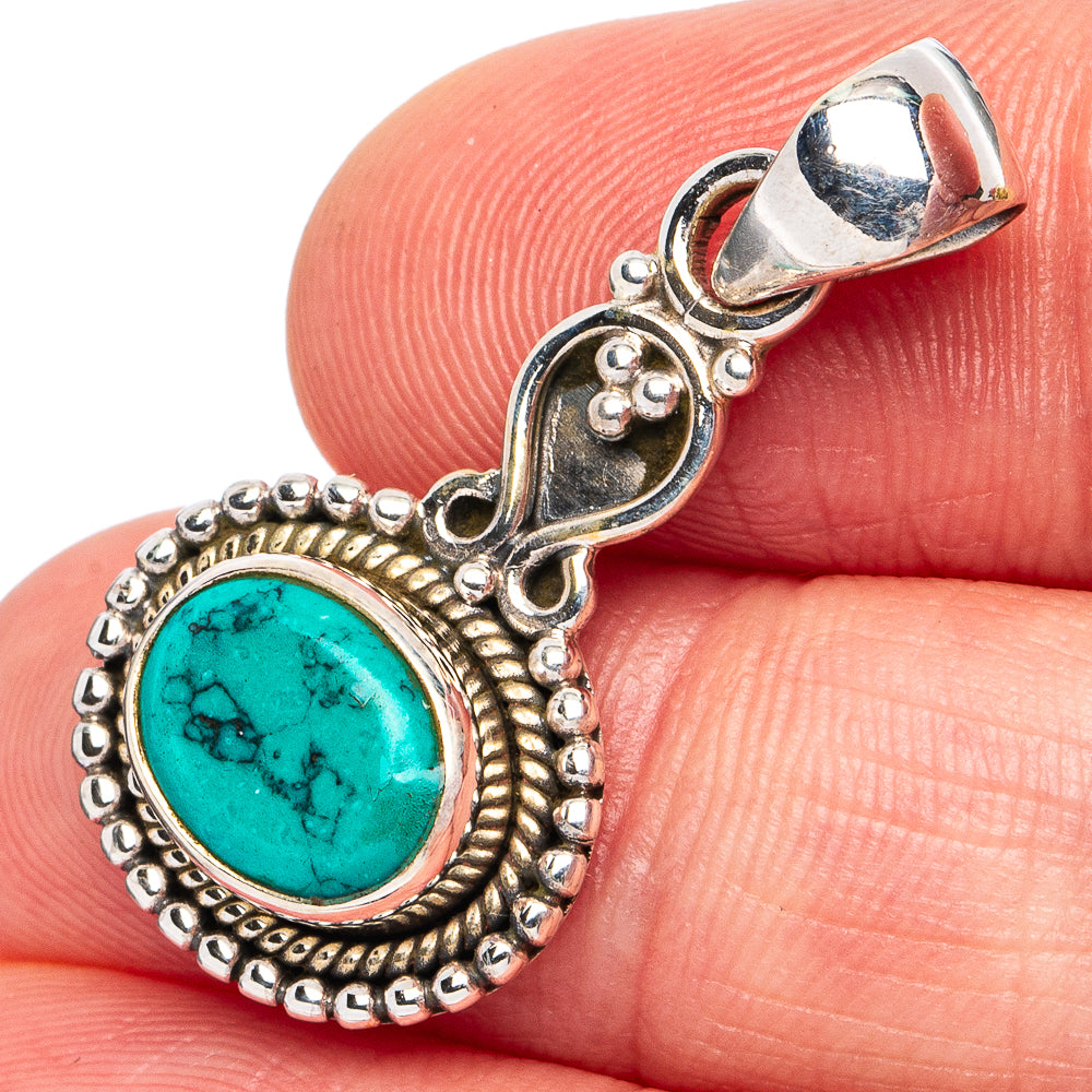 Turquoise Howlite Pendant 1 1/4" (925 Sterling Silver) P45510