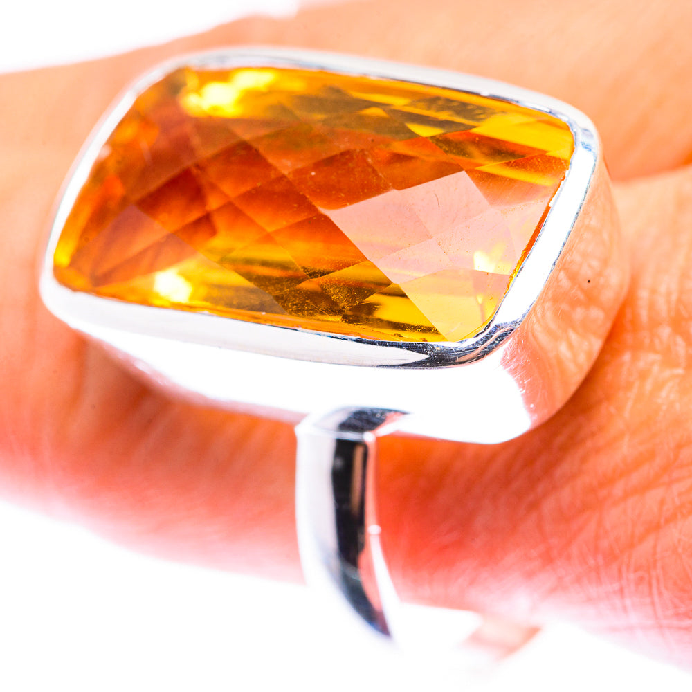 Large Faceted Citrine Ring Size 11 (925 Sterling Silver) RING140204