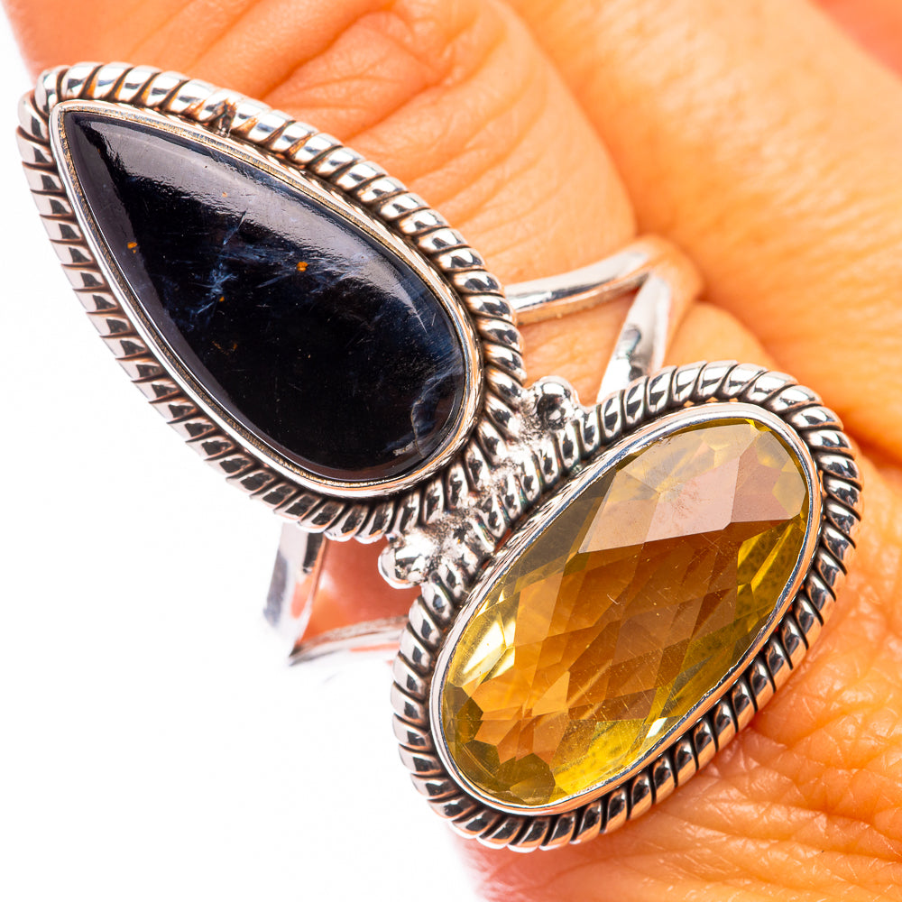 Large Lemon Quartz, Pietersite Ring Size 11.75 (925 Sterling Silver) R141183