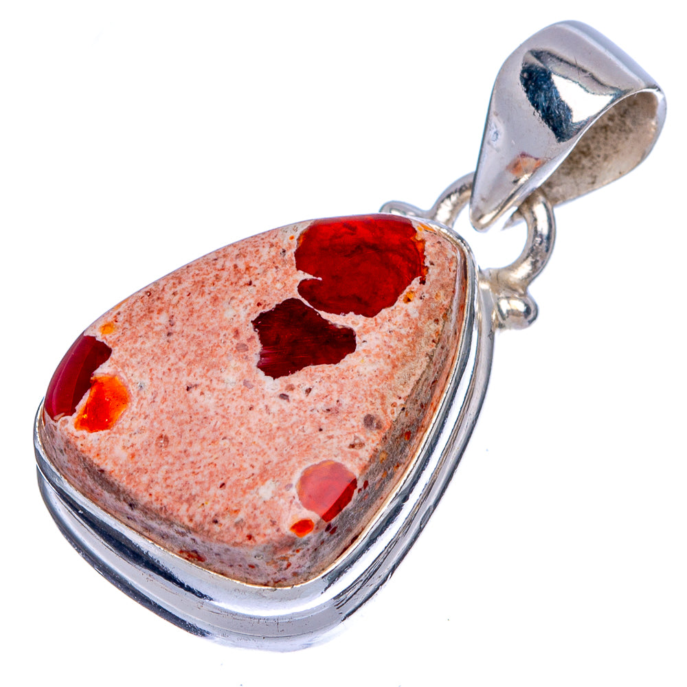 Rare Mexican Fire Opal Pendant 1 1/8" (925 Sterling Silver) P39960