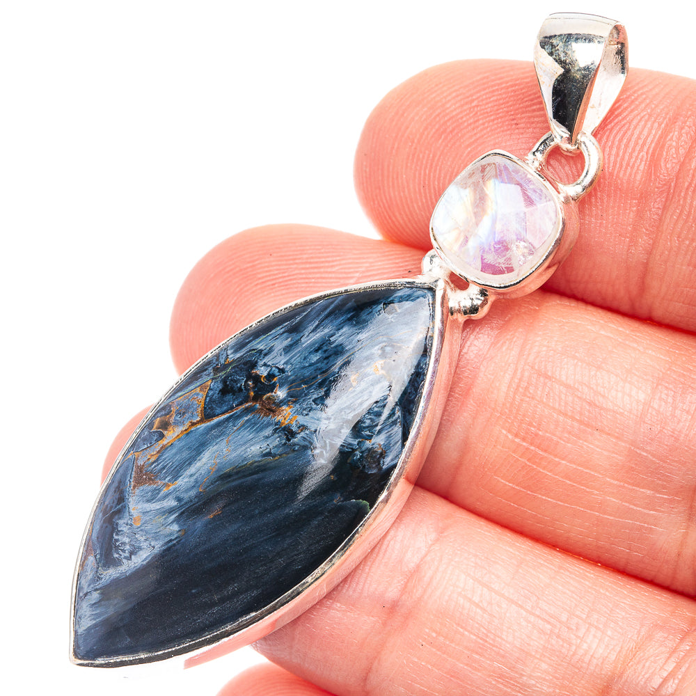 Pietersite, Rainbow Moonstone Pendant 2 1/8" (925 Sterling Silver) P39293