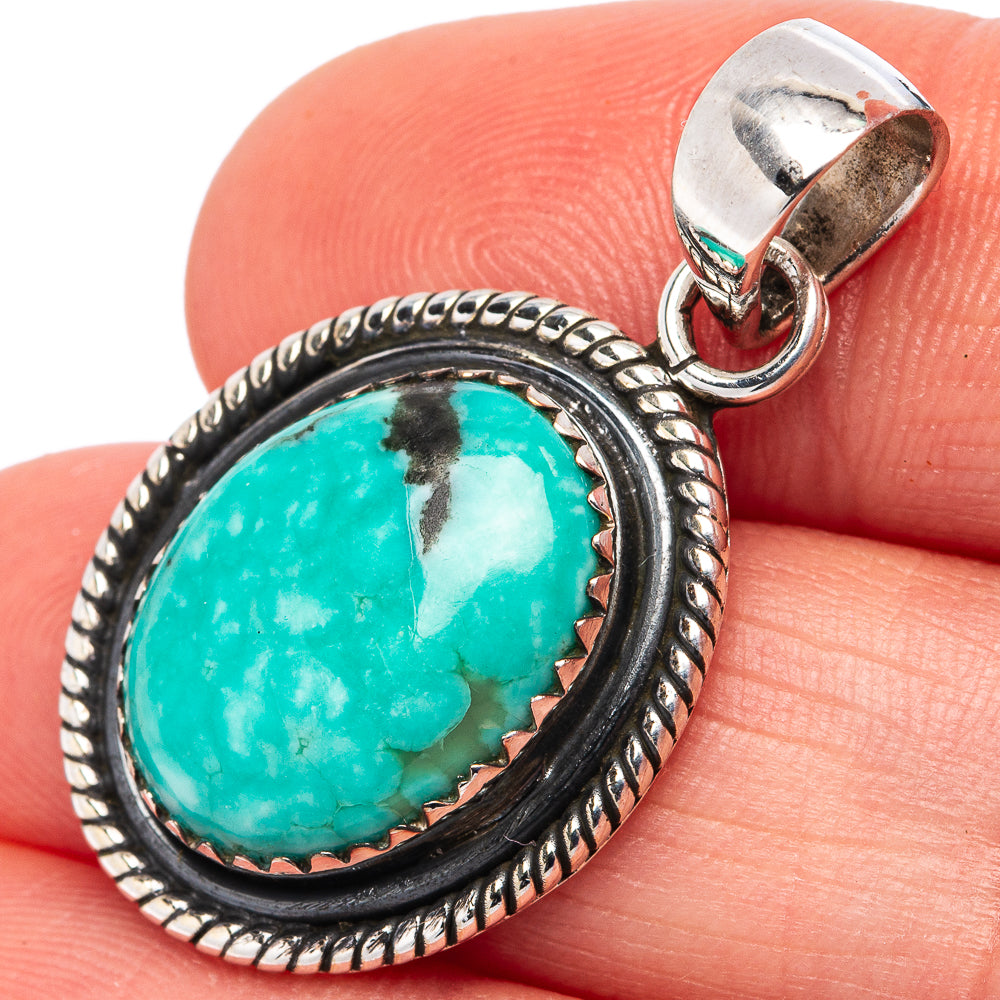 Rare Kingman Turquoise Pendant 1 3/8" (.925 Sterling Silver)