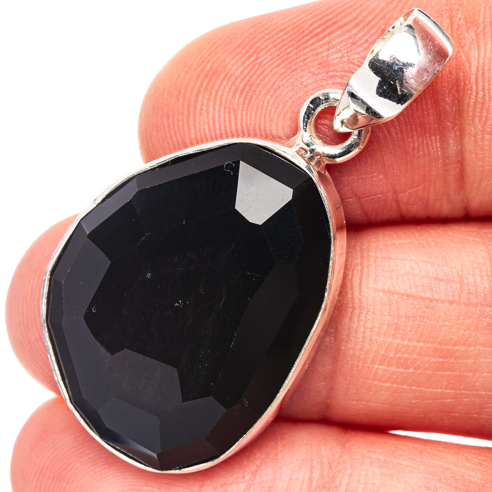 Black Onyx Pendant 1 1/2" (.925 Sterling Silver)