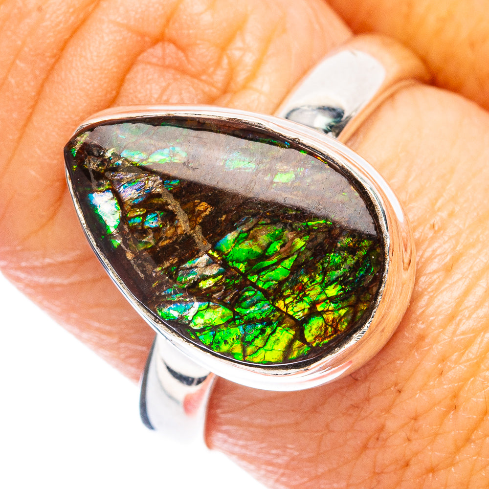 Rare Ammolite Ring Size 9 (925 Sterling Silver) R4992
