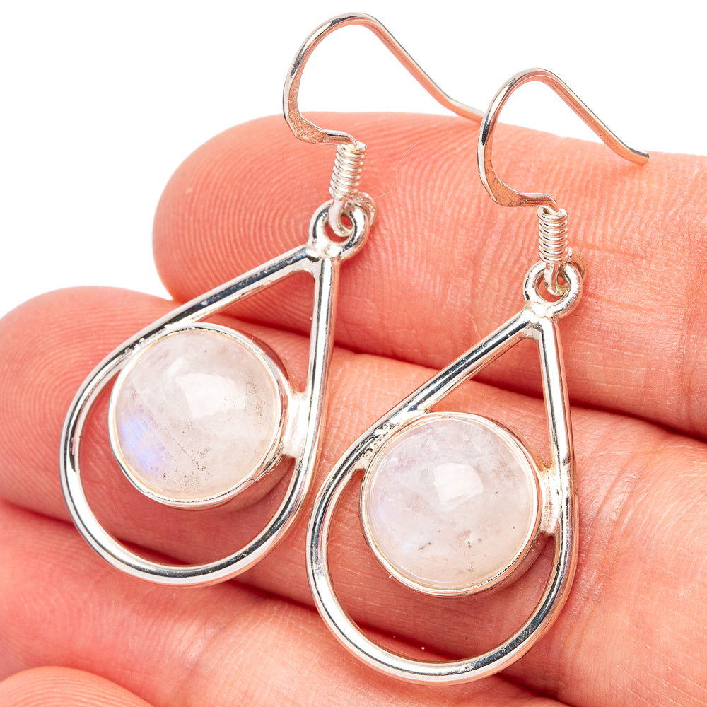 Rainbow Moonstone 925 Sterling Silver Earrings 1 1/2" (925 Sterling Silver) E2215