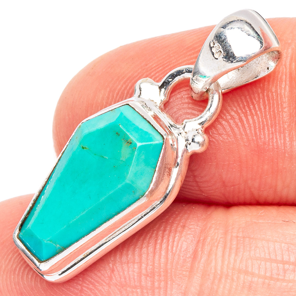 Rare Kingman Turquoise Pendant 1 1/8" (925 Sterling Silver) P44869