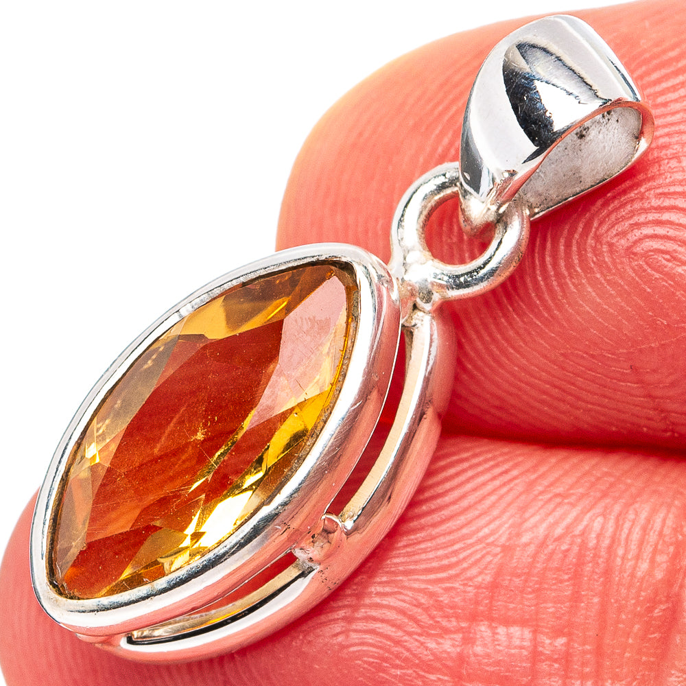 Faceted Citrine Dainty Pendant 1" (.925 Sterling Silver)