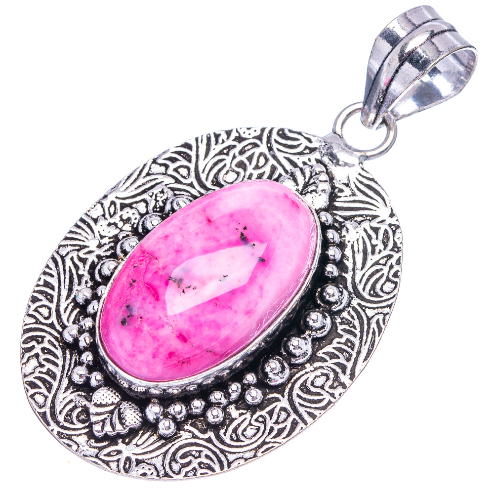 Pink Dendritic Opal Pendant 2 1/8" (German Silver)