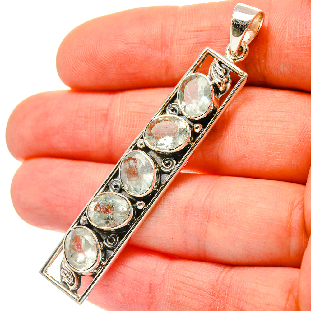 Signature Aquamarine Pendant 2 1/2" (925 Sterling Silver) PD37855