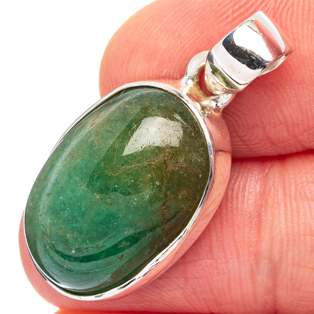 Rare Emerald Pendant 1 1/4" (.925 Sterling Silver)