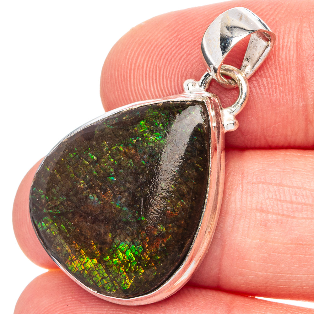 Rare Canadian Ammolite Pendant 1 3/8" (.925 Sterling Silver)