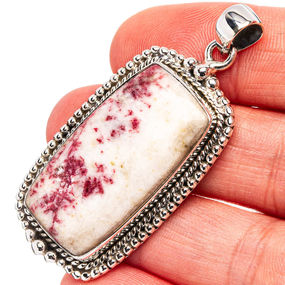 Premium Cinnabar In Dolomite Pendant 2" (.925 Sterling Silver)