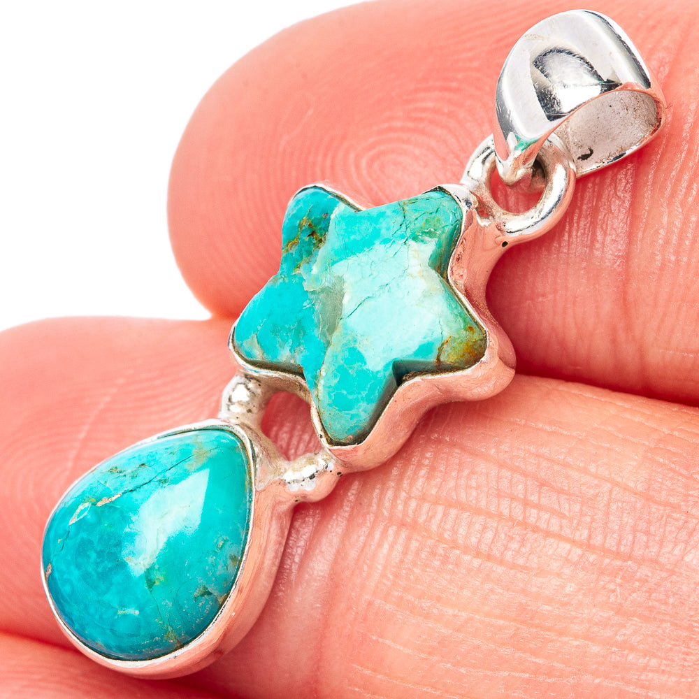 Kingman Turquoise Star Pendant 1 1/4" (925 Sterling Silver) P42782