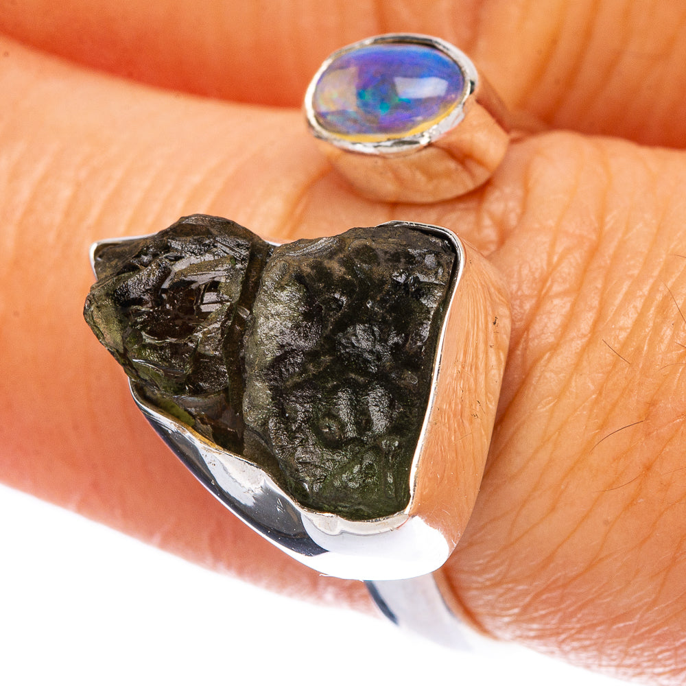 Rare Czech Moldavite, Ethiopian Opal Ring Size 7 (925 Sterling Silver) R146446