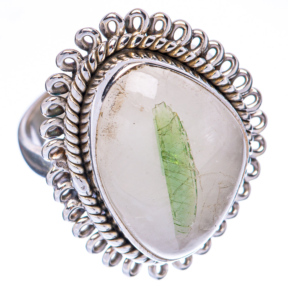 Green Tourmaline In Quartz Ring Size 6 (925 Sterling Silver) R1937