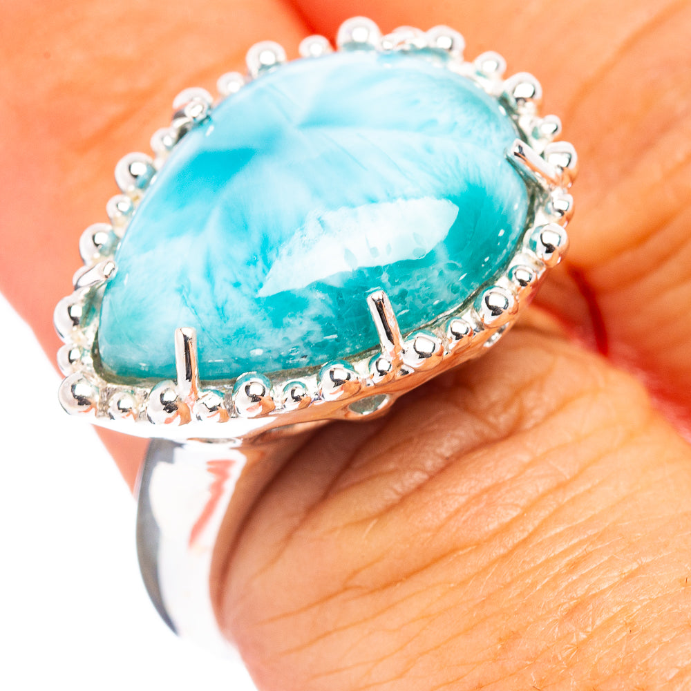 Premium Larimar Ring Size 6.5 (.925 Sterling Silver)