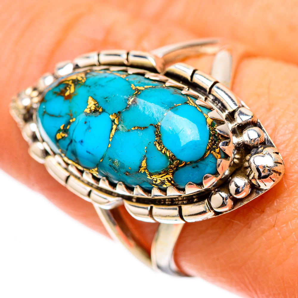 Blue Copper Composite Turquoise Ring Size 8.5 (925 Sterling Silver) RING139778