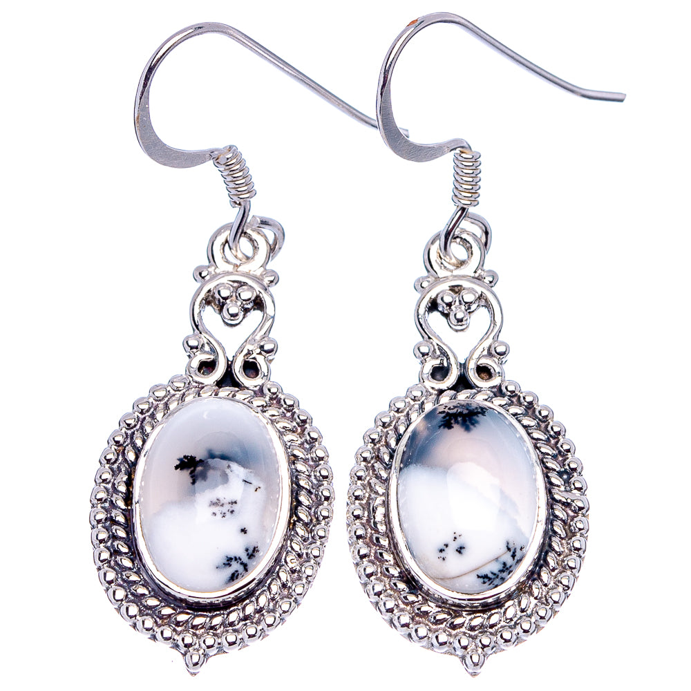 Premium Dendritic Opal Earrings 1 5/8" (.925 Sterling Silver)