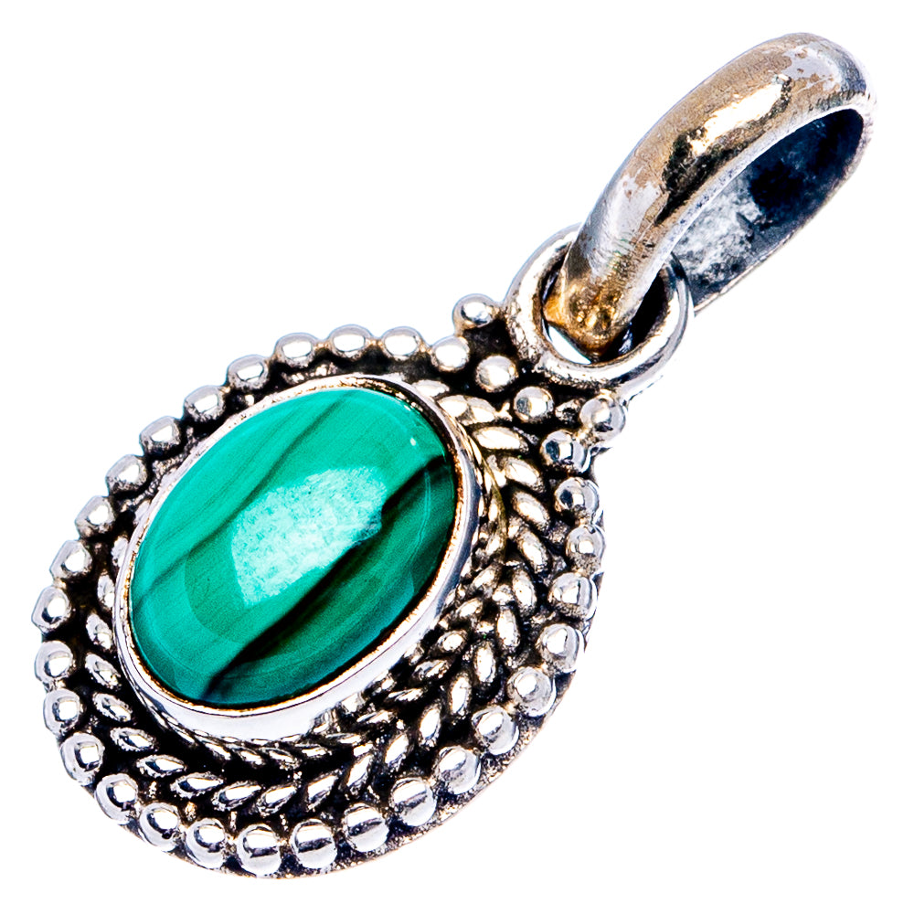 Malachite Dainty Pendant 7/8" (.925 Sterling Silver)
