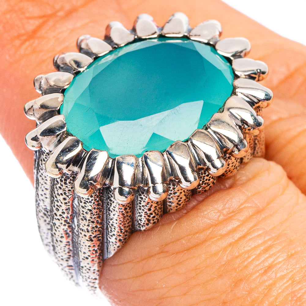 Aqua Chalcedony Ring Size 6.75 (.925 Sterling Silver)