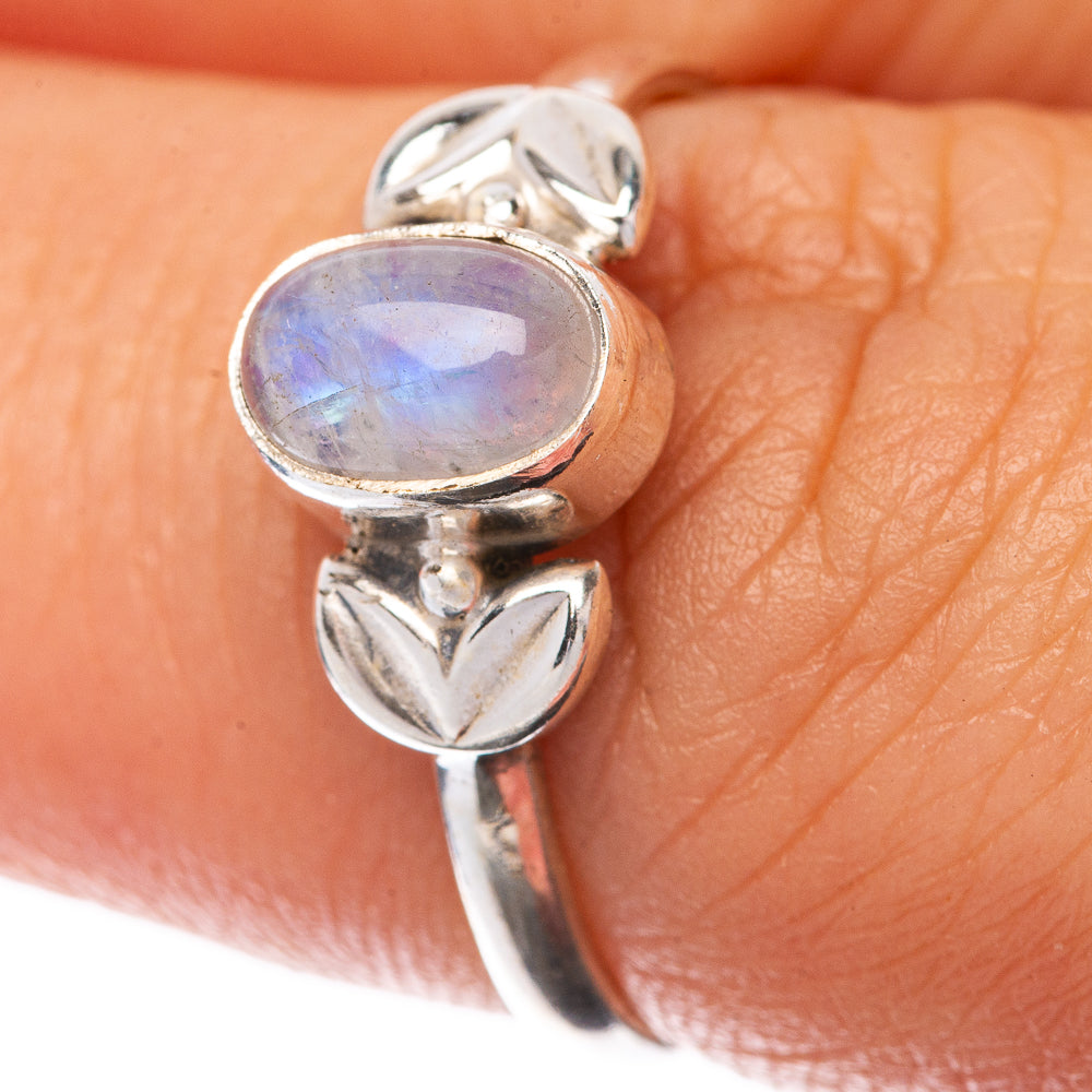 Rainbow Moonstone Dainty Ring Size 7 (925 Sterling Silver) R145283