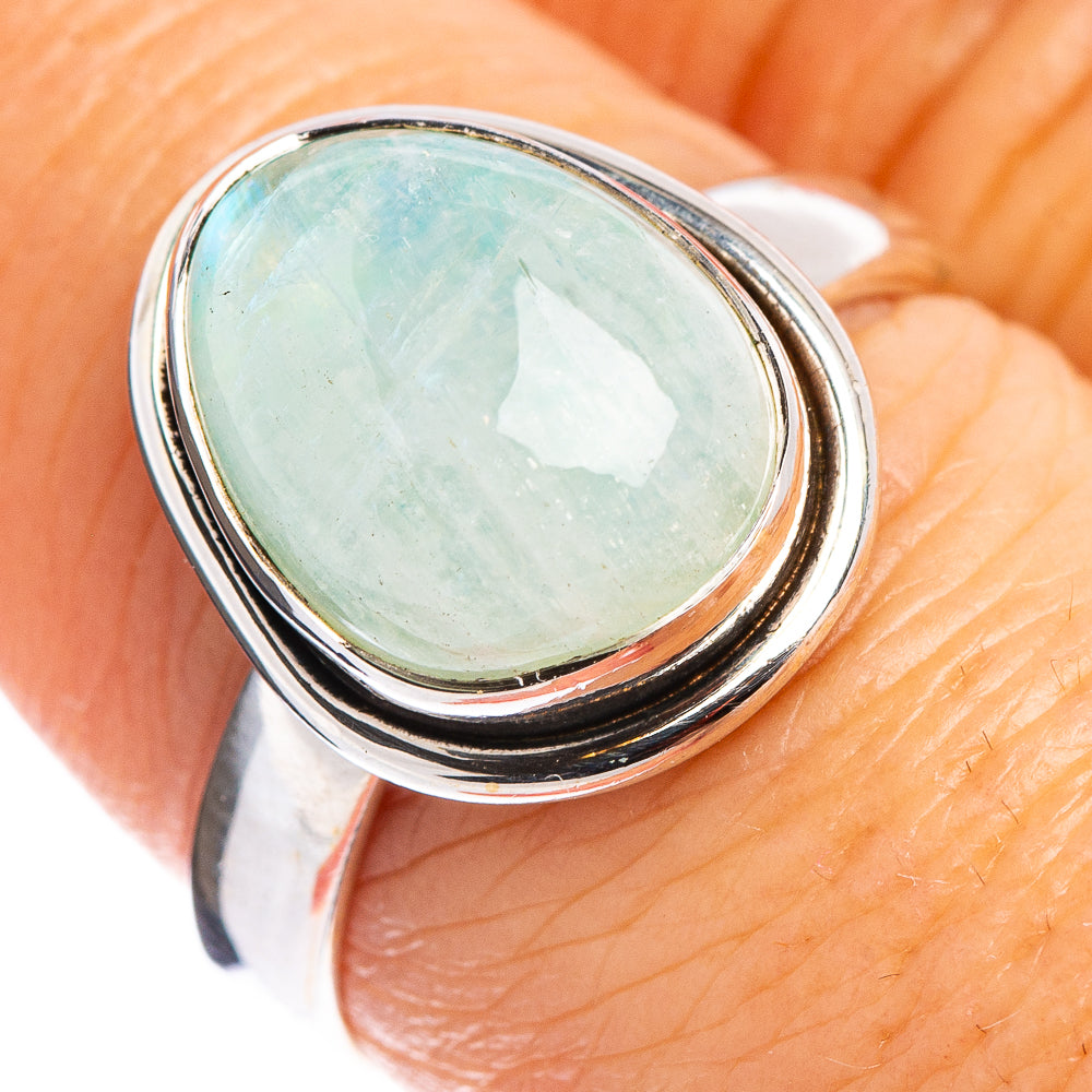 Green Moonstone Ring Size 8 (.925 Sterling Silver)