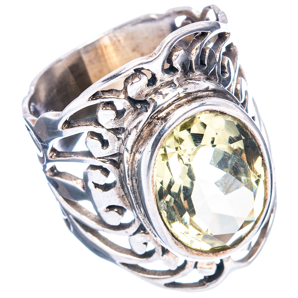(Classic Series) Lemon Quartz Ring Size 6 (.925 Sterling Silver)