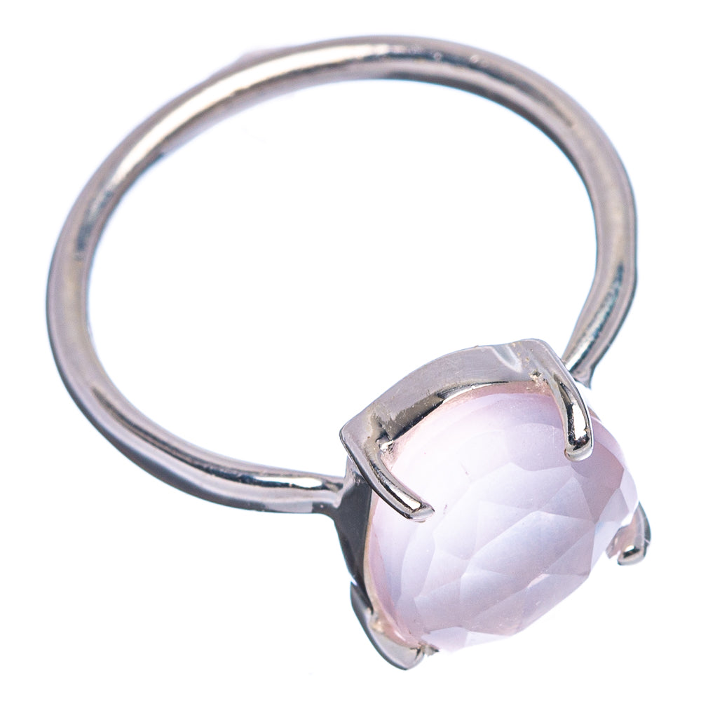 Faceted Rose Quartz Ring Size 6.25 (.925 Sterling Silver)