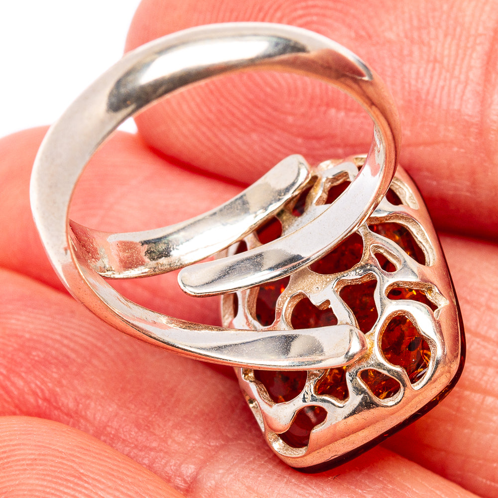 Baltic Amber Ring Size 7 Adjustable (.925 Sterling Silver)