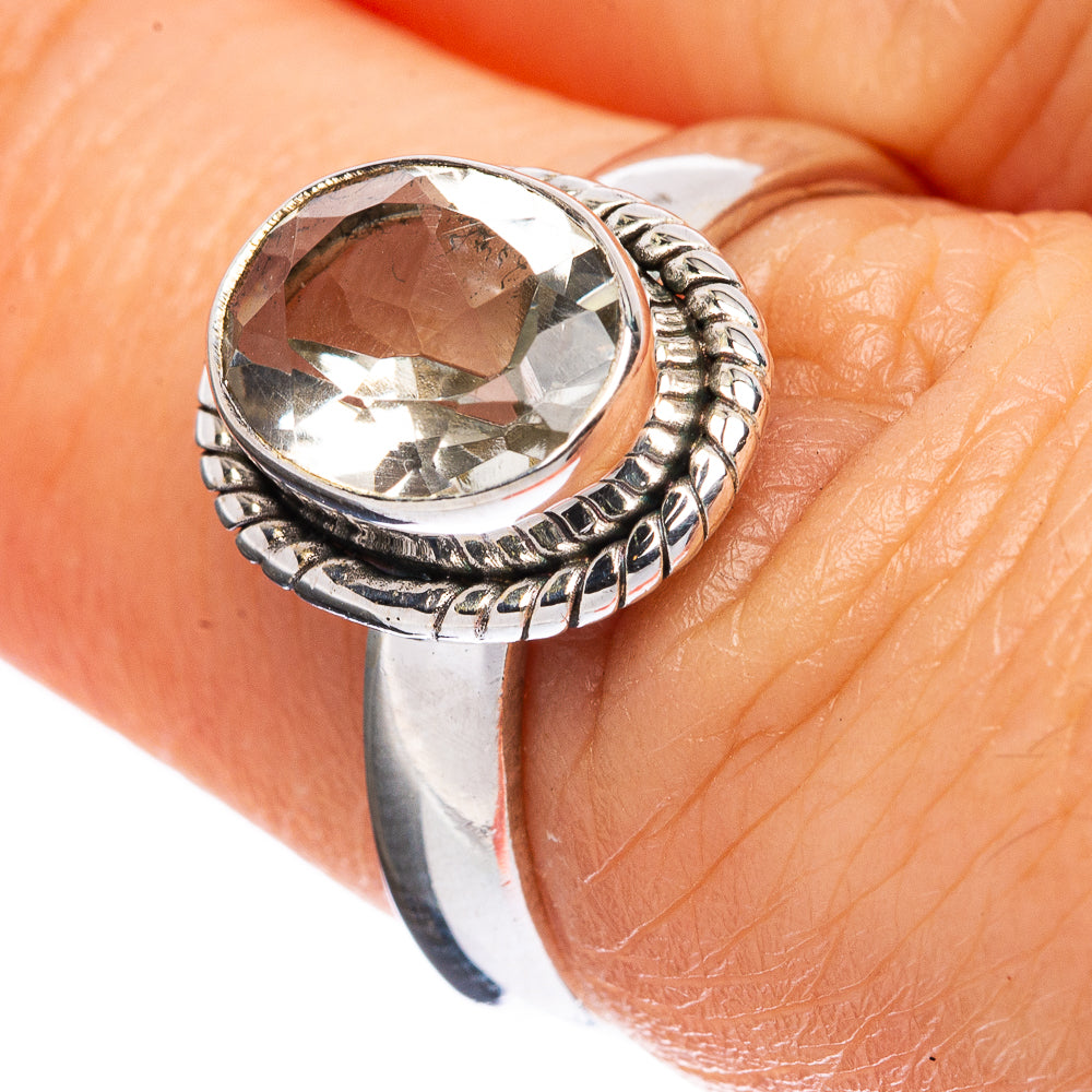 Value Faceted Green Amethyst Ring Size 6.75 (925 Sterling Silver) R3216