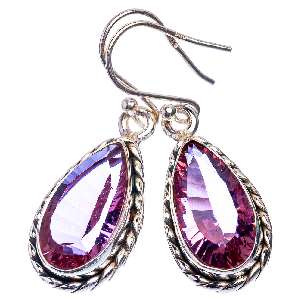 Faceted Color Change Alexandrite (Lab.) Earrings 1 3/8" (925 Sterling Silver) E432583