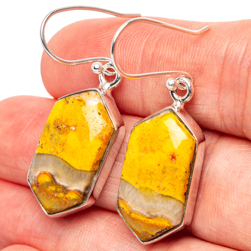 Bumblebee Jasper Earrings 1 5/8" (.925 Sterling Silver)