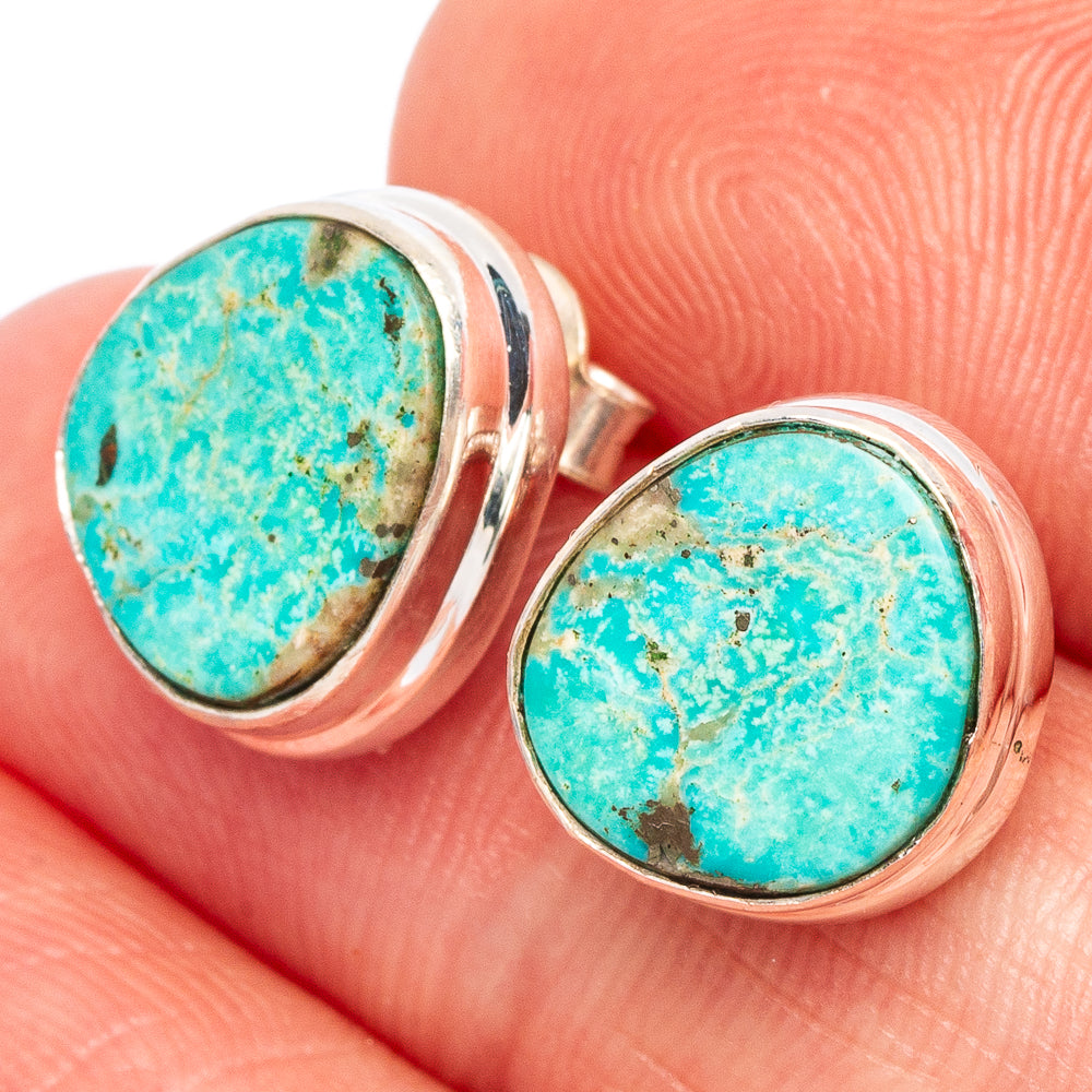 Rare Kingman Turquoise Earrings 3/8" (925 Sterling Silver) E2672