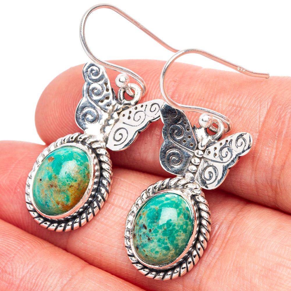 Chrysocolla Butterfly Earrings 1 3/8" (925 Sterling Silver) E1383