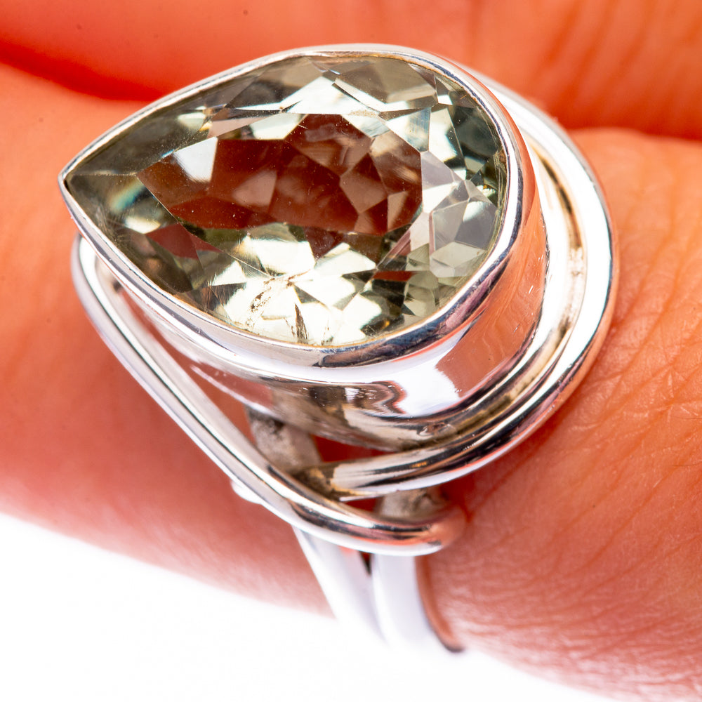 Faceted Green Amethyst 925 Sterling Silver Ring Size 7.25 (925 Sterling Silver) RING140285
