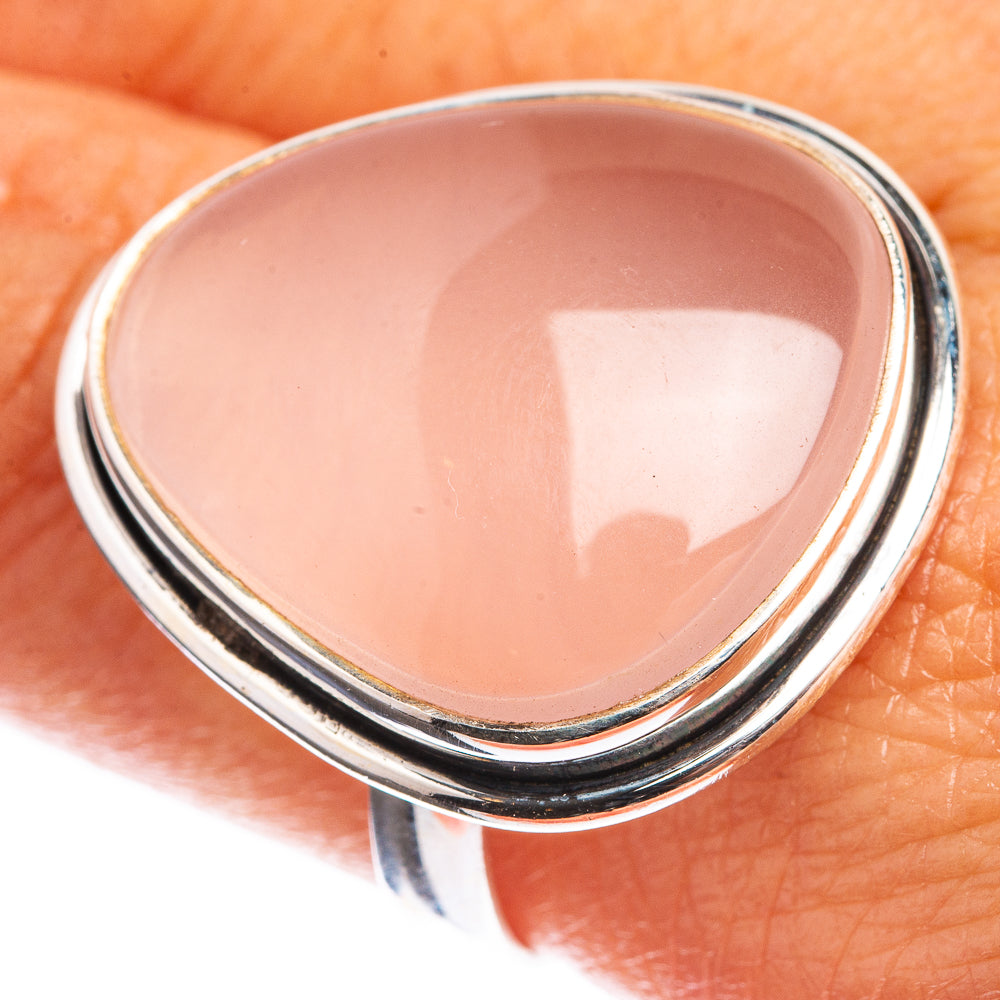 Large Rose Quartz 925 Sterling Silver Ring Size 11
