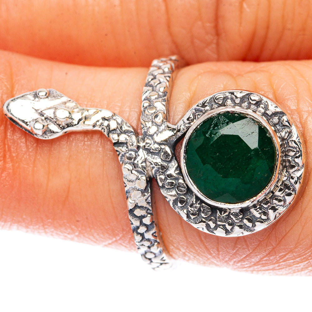 Value Green Sillimanite Snake Ring Size 6 (925 Sterling Silver) R3258