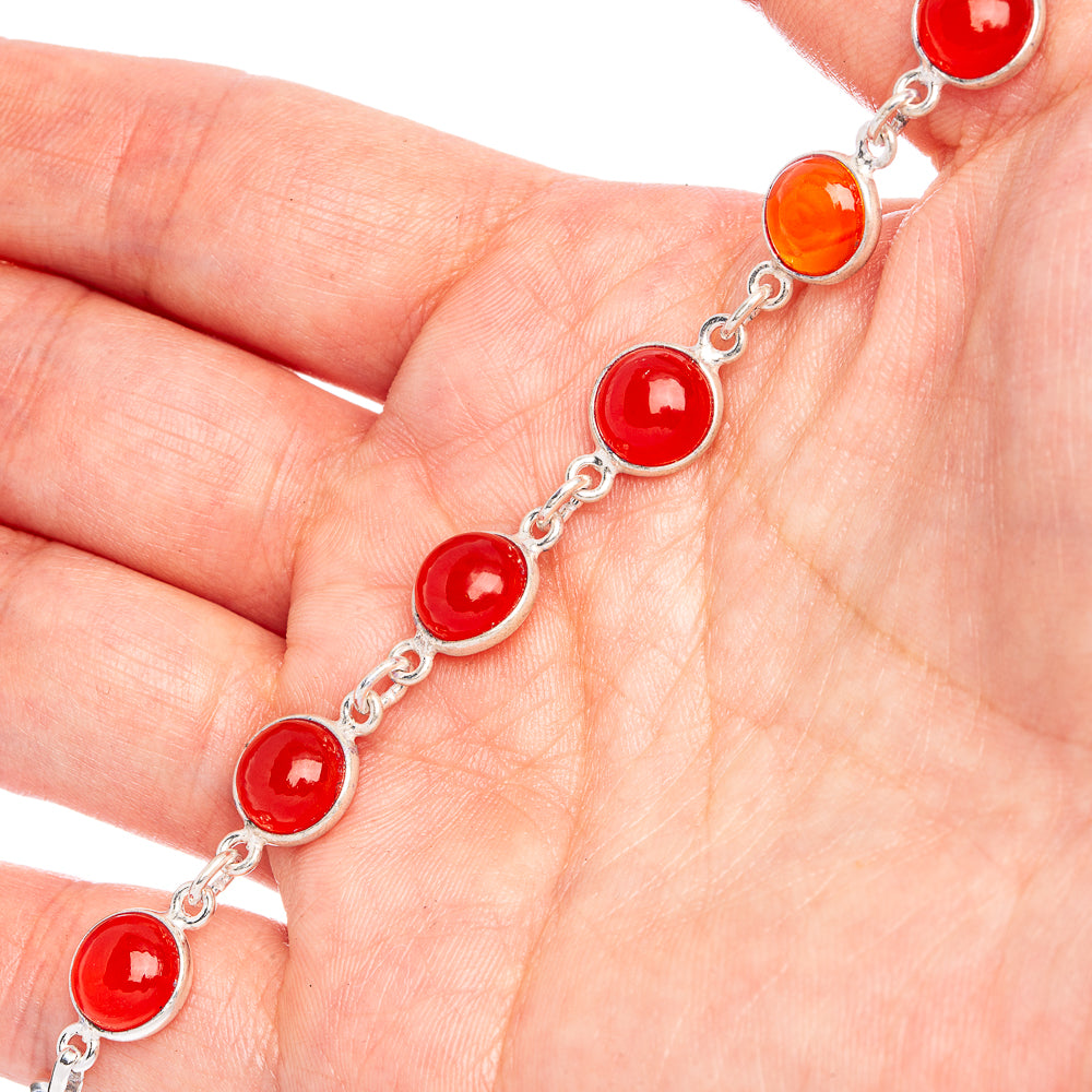 Value Carnelian Bracelets 7 1/8 To 8 1/4" (925 Sterling Silver) B90363