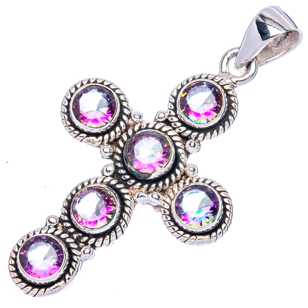 Mystic Topaz Cross Pendants 1 3/4" (925 Sterling Silver) P42370