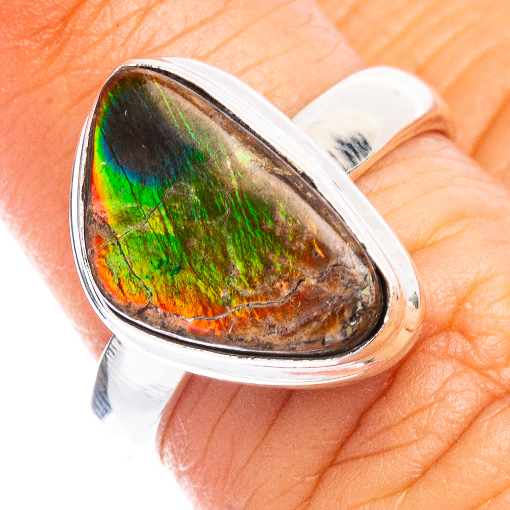 Rare Ammolite Ring Size 6.5 (925 Sterling Silver) R7884
