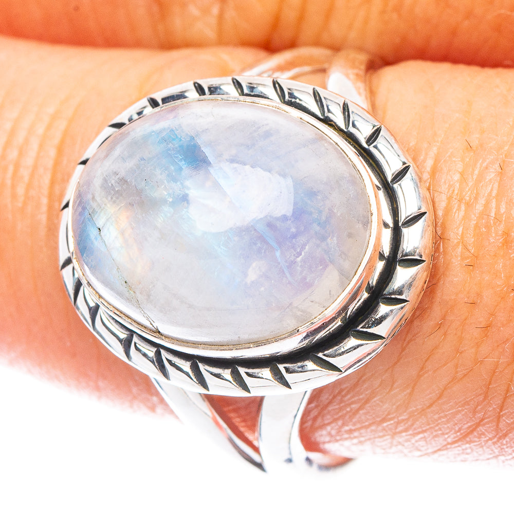 Rainbow Moonstone Ring Size 9 (925 Sterling Silver) R6934