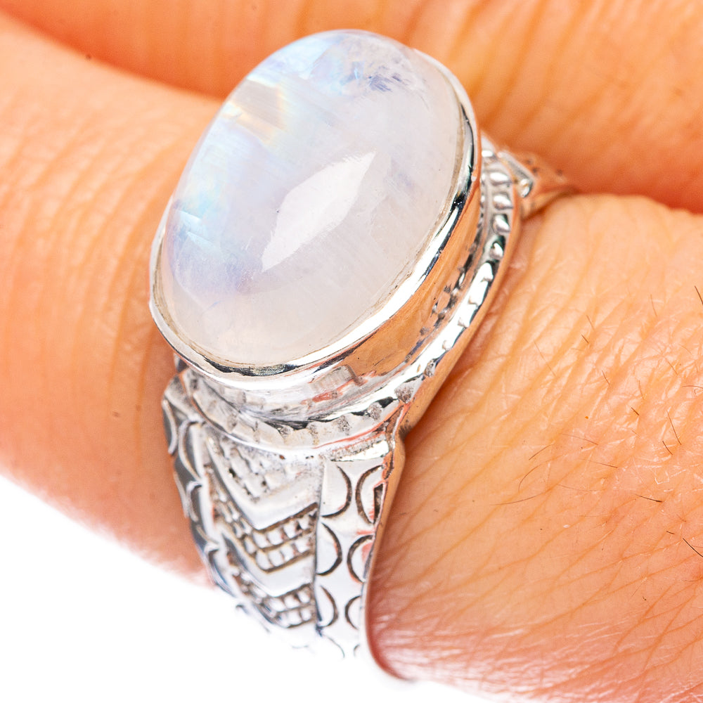 Rainbow Moonstone Ring Size 8 (925 Sterling Silver) R3032