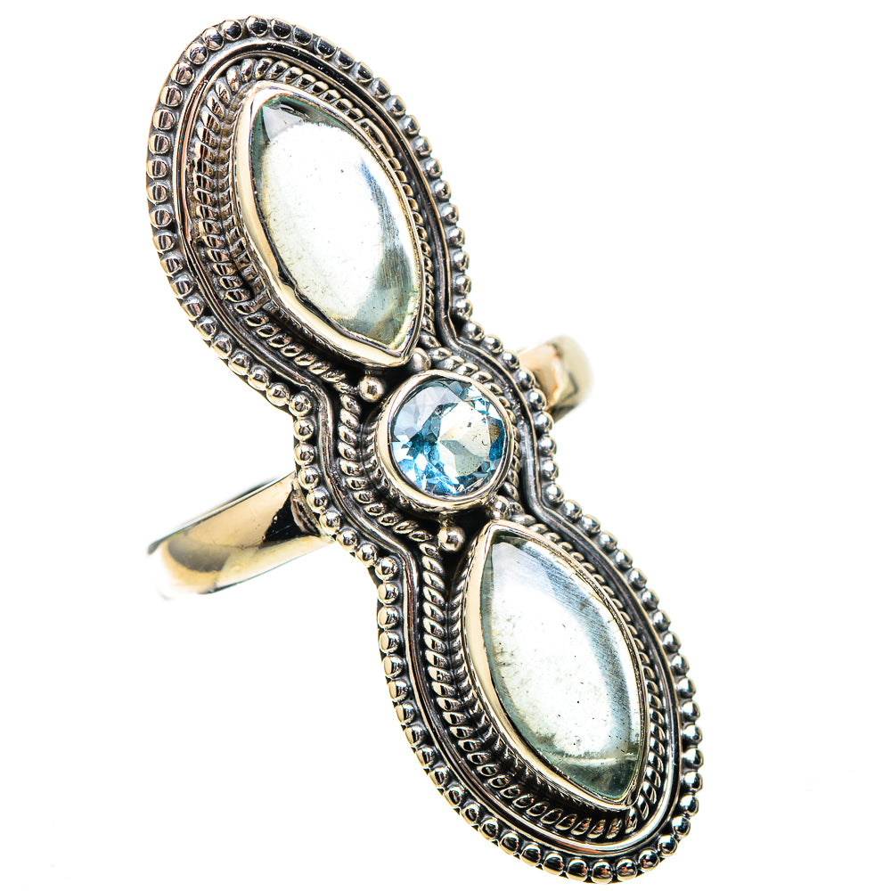 Large Natural Aquamarine, Blue Topaz Ring Size 8 (925 Sterling Silver) RING137992