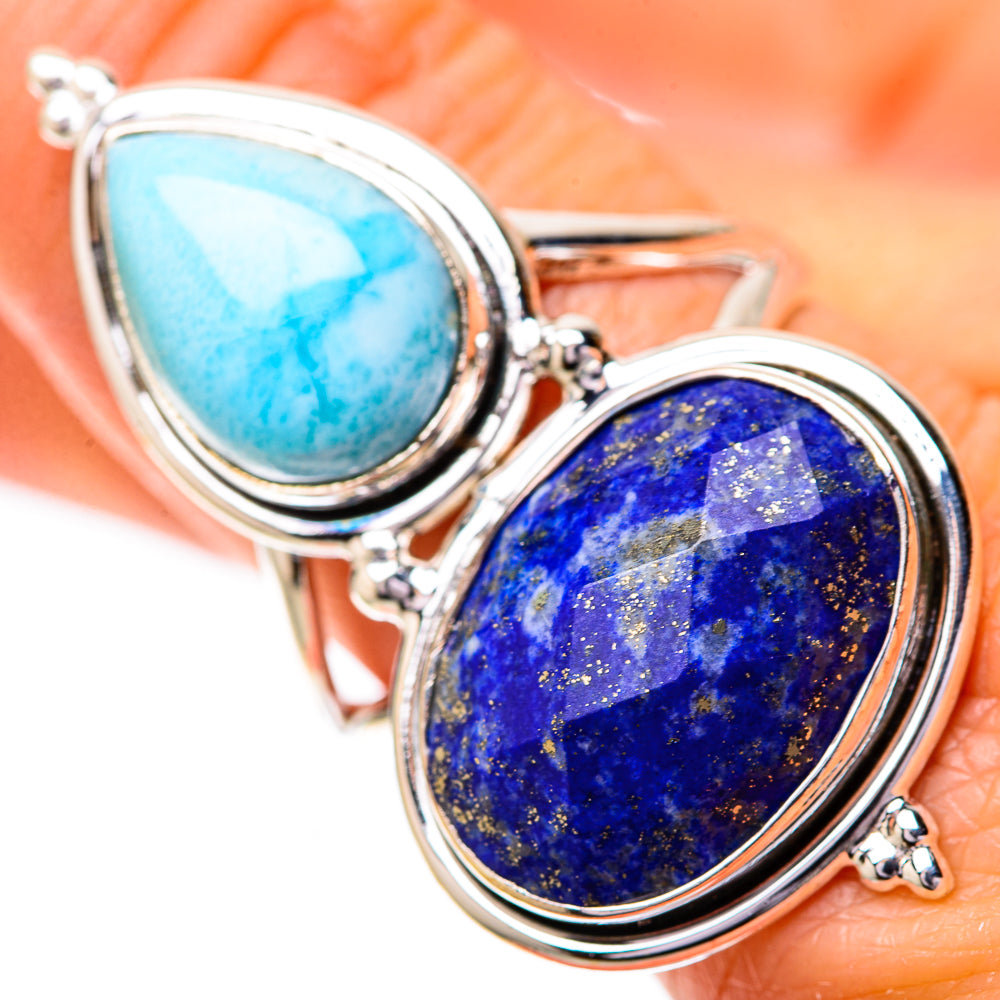 Large Lapis Lazuli, Larimar Ring Size 9.5 (925 Sterling Silver) RING139868