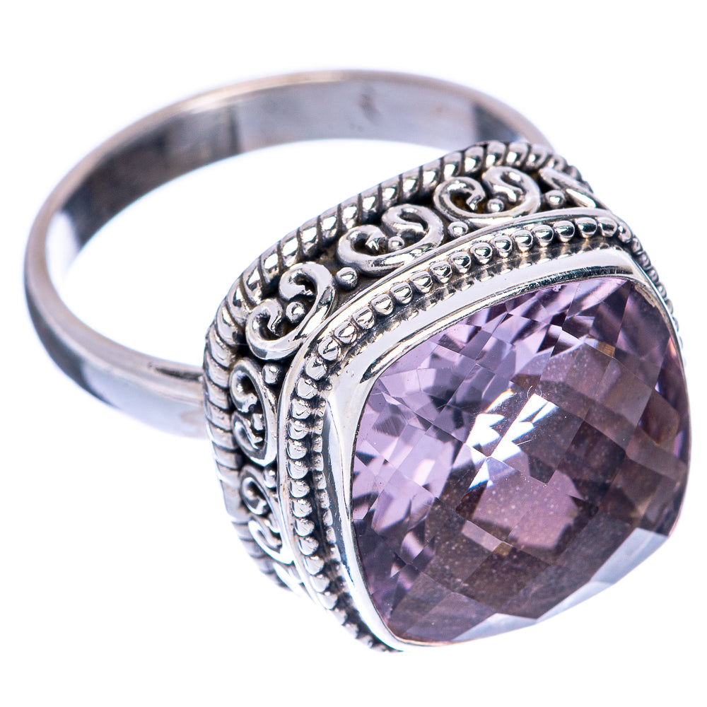 Large Faceted Pink Amethyst Ring Size 8.75 (925 Sterling Silver) R144823