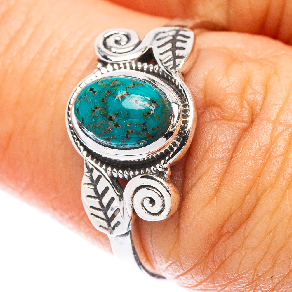 Tibetan Turquoise Leaf 925 Sterling Silver Ring Size 6.75 (925 Sterling Silver) R5321