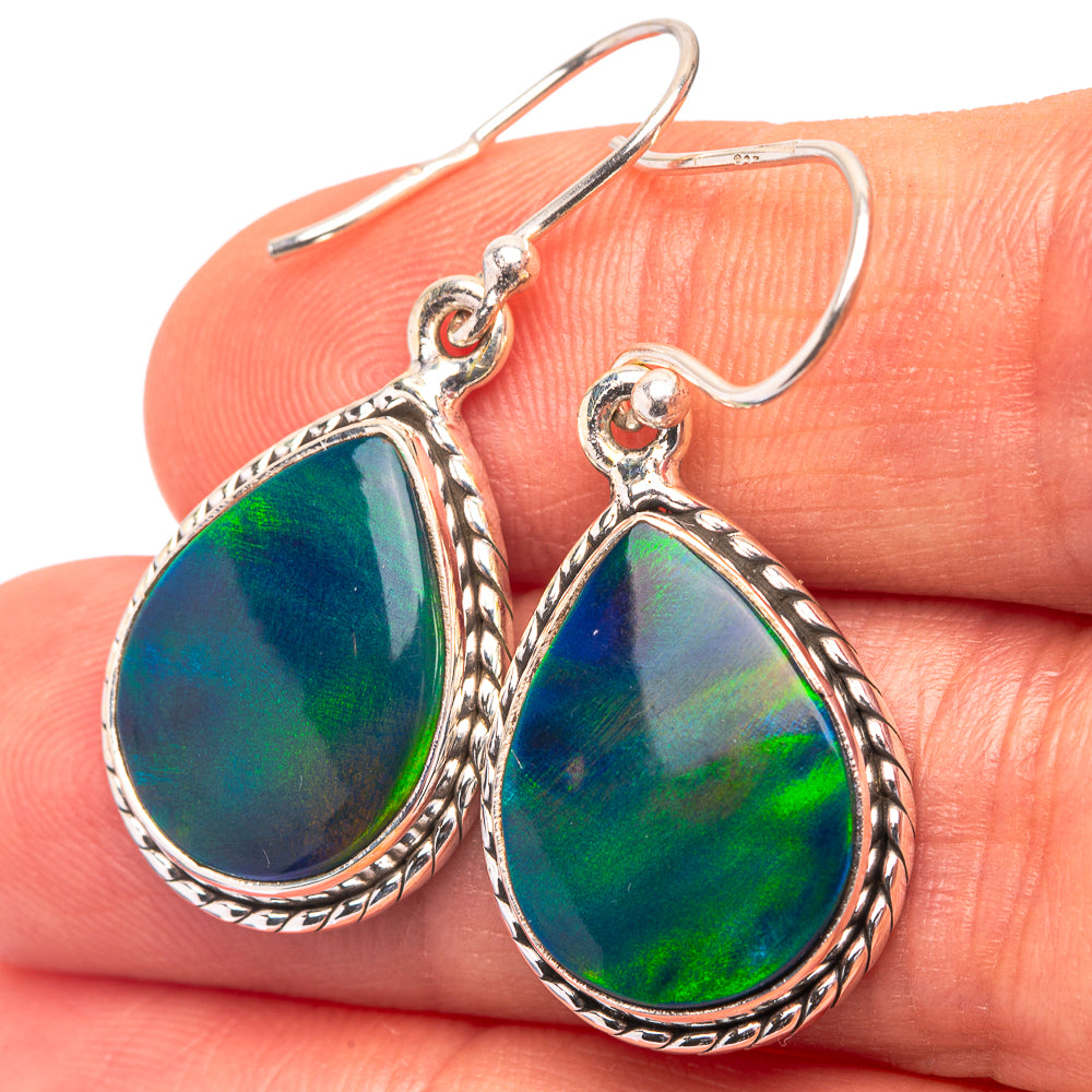 Aura Opal 925 Sterling Silver Earrings 1 3/8" (925 Sterling Silver) EARR432228