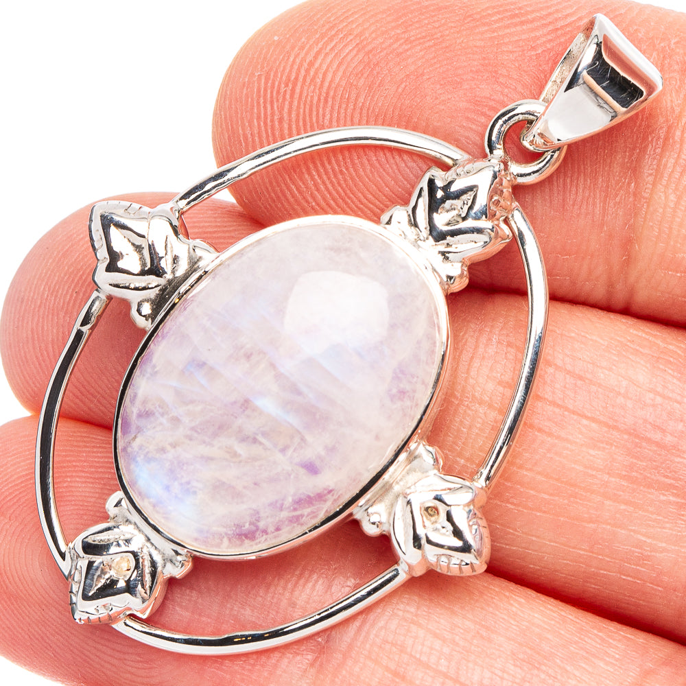Rainbow Moonstone 925 Sterling Silver Premium Pendants 1 5/8" (925 Sterling Silver) P43703